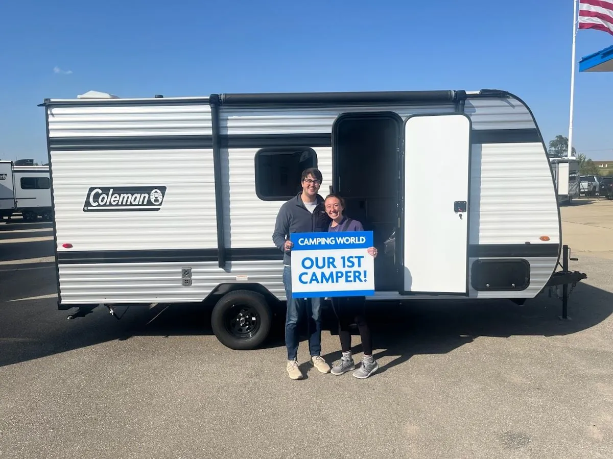 Aaron and Darci with their first camper