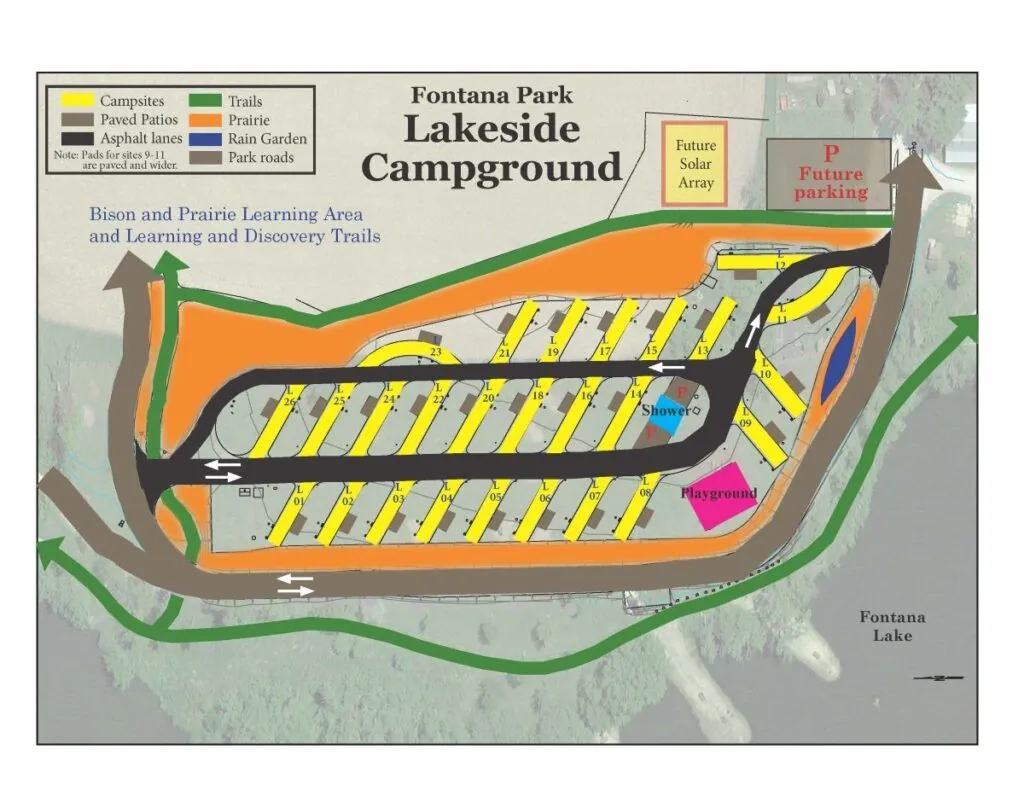 Map of the Lakeside Campground at Fontana Park