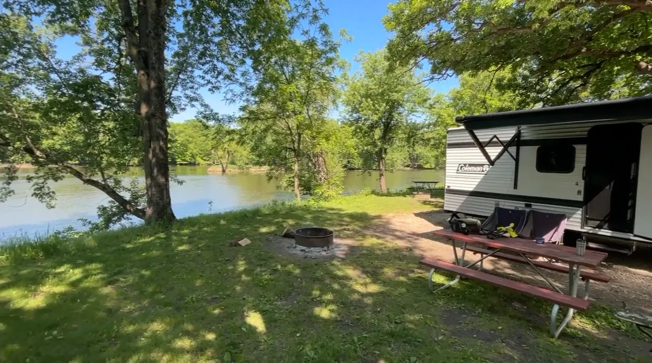 Campsites along the Shell Rock River at Heery Woods State Park in Clarksville, Iowa