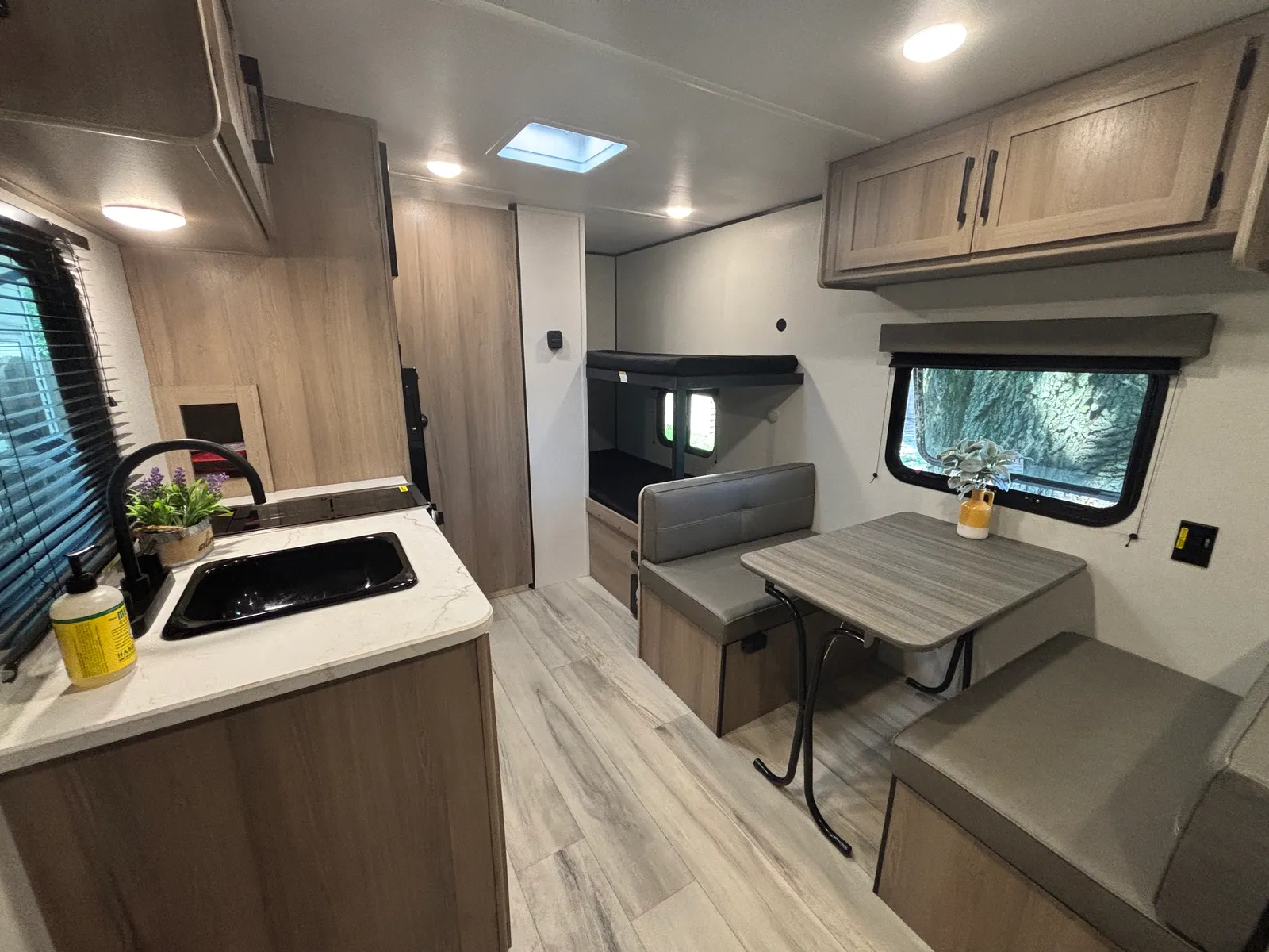 Inside the 2025 Coleman 17B camper available to rent in Cedar Falls, Iowa