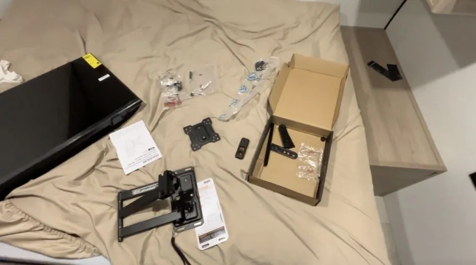 Tools laid out for the Coleman 17B TV mount install